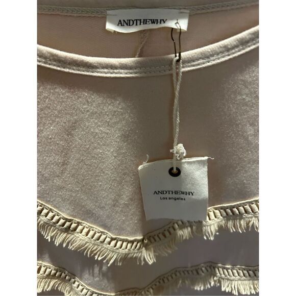 ANDTHEWHY Long Sleeve Ruffle Fringe Boho Style Size Large Long Sleeve Top Sweats - Picture 5 of 7